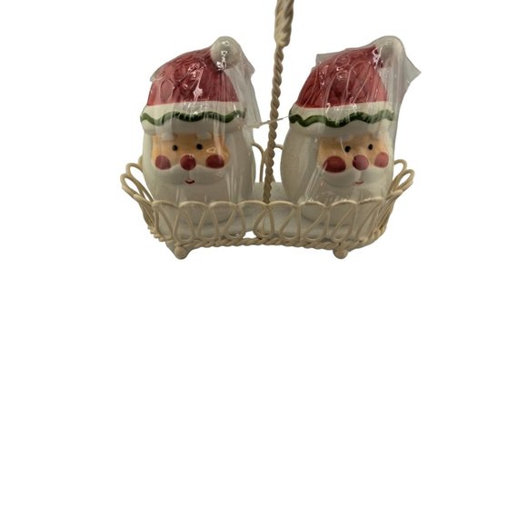 New Santa Claus Christmas Salt Pepper Shakers Wire Basket Holiday 2006 Target - Picture 2 of 7